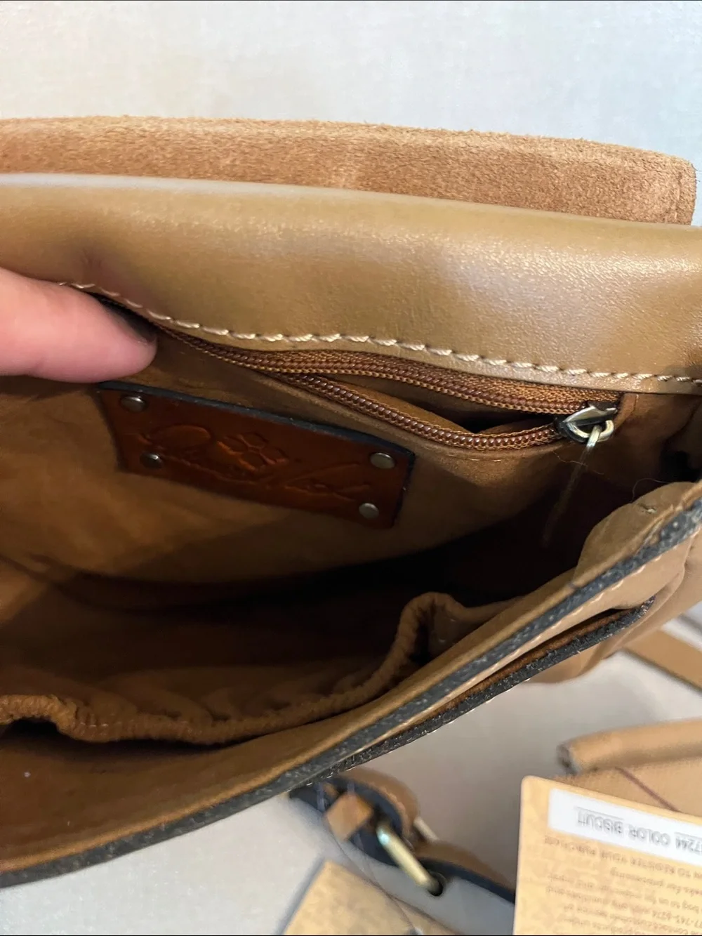 Patricia Nash Tan Floral Tooled Leather Crossbody Bag